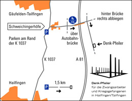 Miniatur Wegbeschreibung Denk-Pfeiler